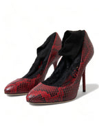 Dolce &amp; Gabbana Red Ayers Leather Lace Socks Pumps Shoes