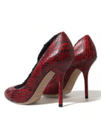 Dolce &amp; Gabbana Red Ayers Leather Lace Socks Pumps Shoes