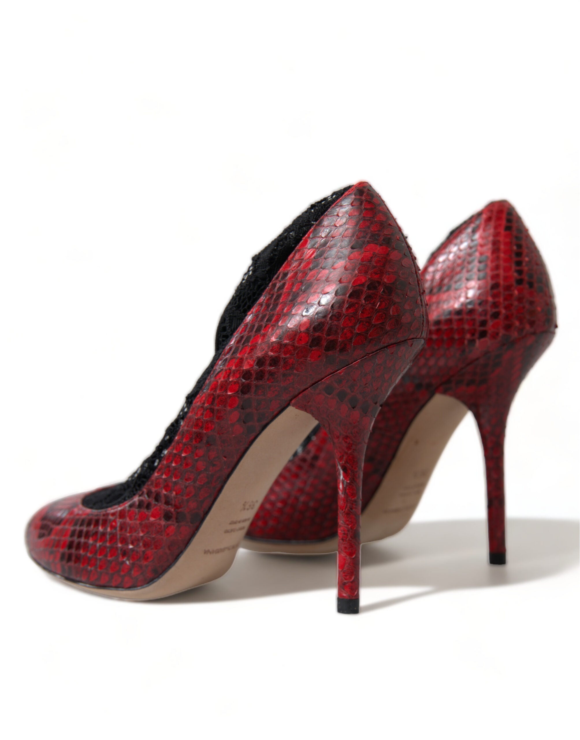 Dolce &amp; Gabbana Red Ayers Leather Lace Socks Pumps Shoes