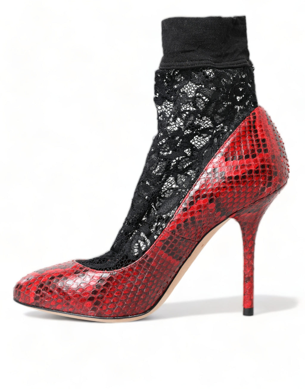 Dolce &amp; Gabbana Red Ayers Leather Lace Socks Pumps Shoes