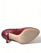 Dolce &amp; Gabbana Red Ayers Leather Lace Socks Pumps Shoes