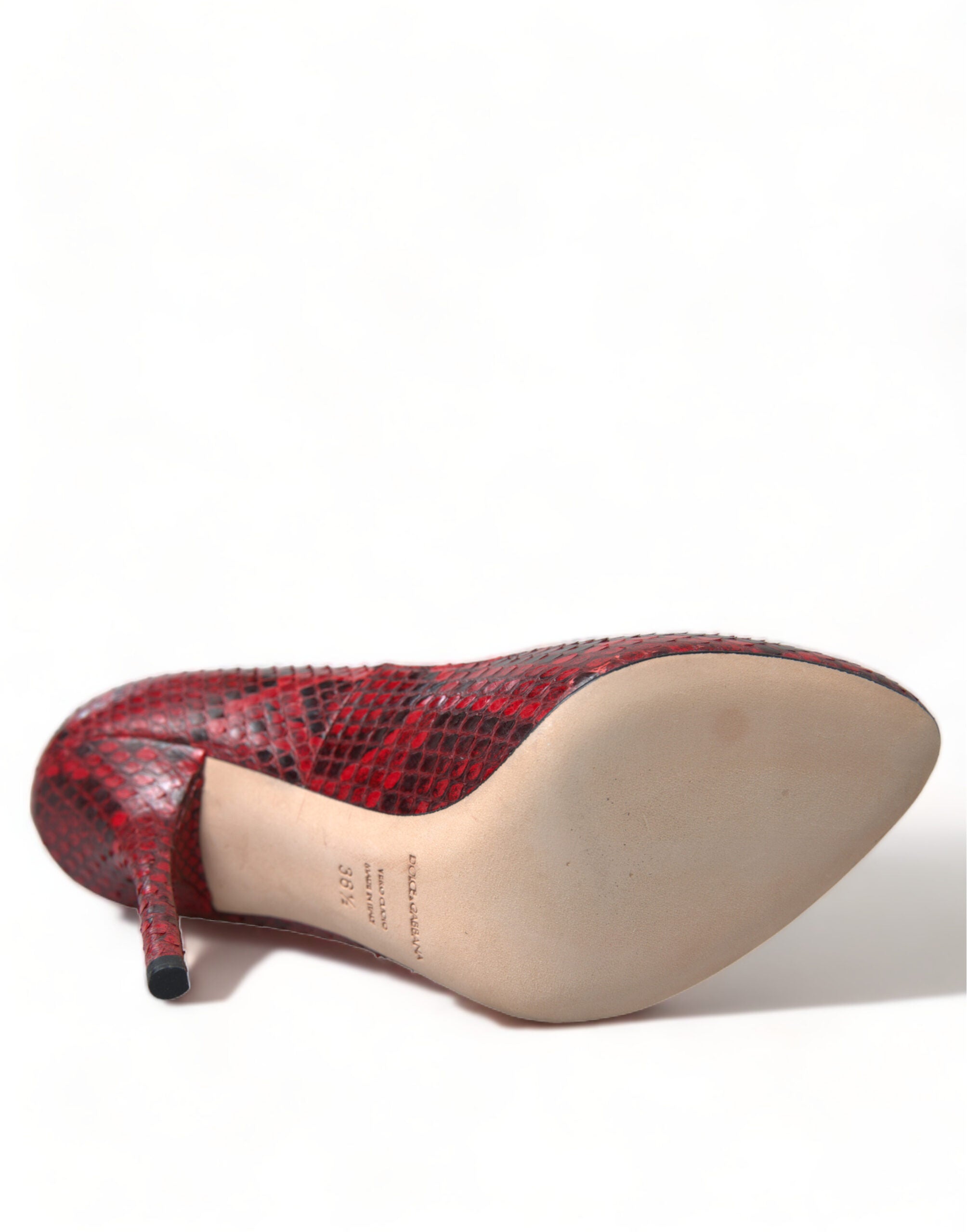 Dolce &amp; Gabbana Red Ayers Leather Lace Socks Pumps Shoes