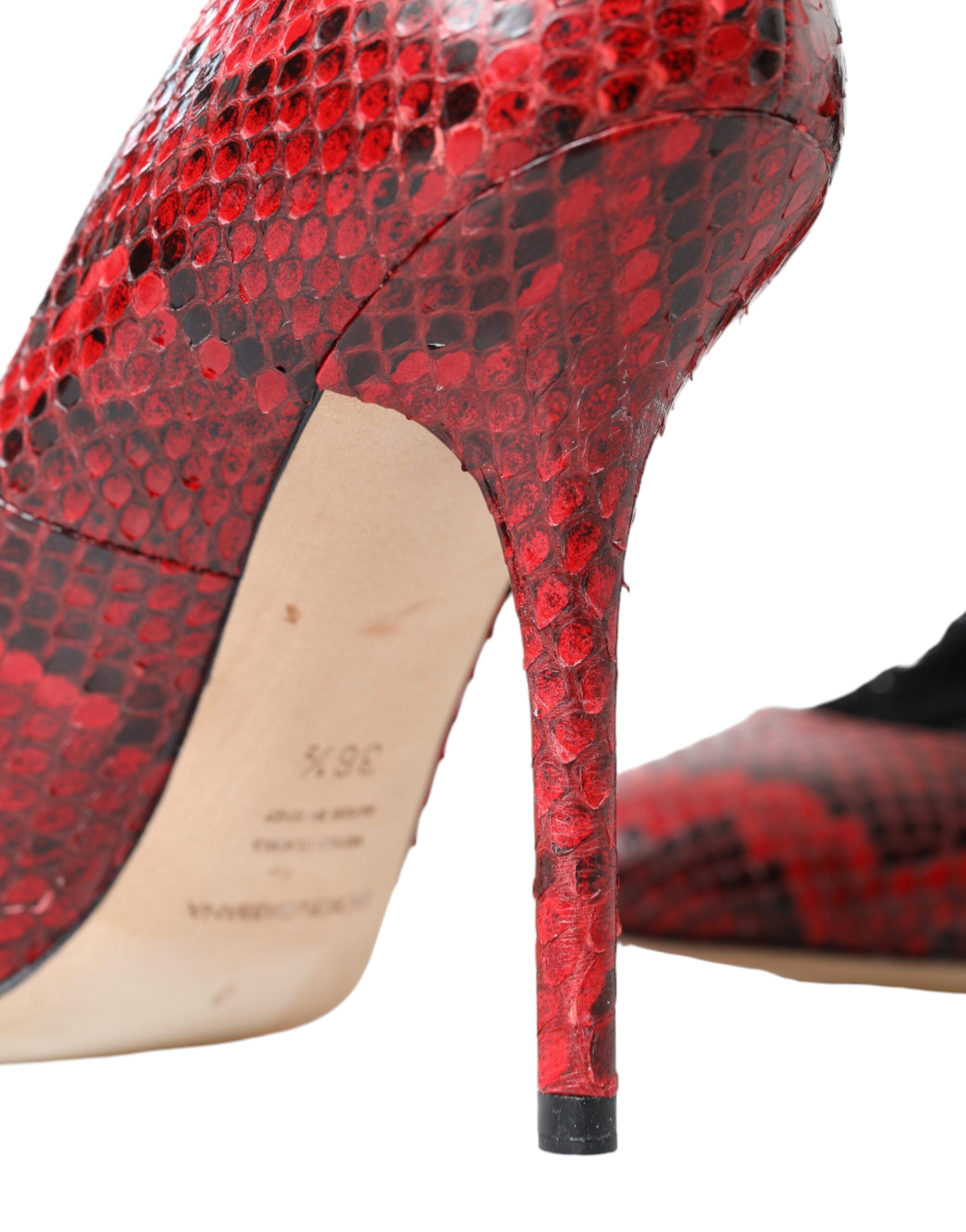 Dolce &amp; Gabbana Red Ayers Leather Lace Socks Pumps Shoes
