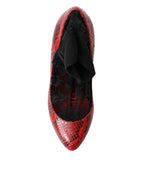Dolce &amp; Gabbana Red Ayers Leather Lace Socks Pumps Shoes