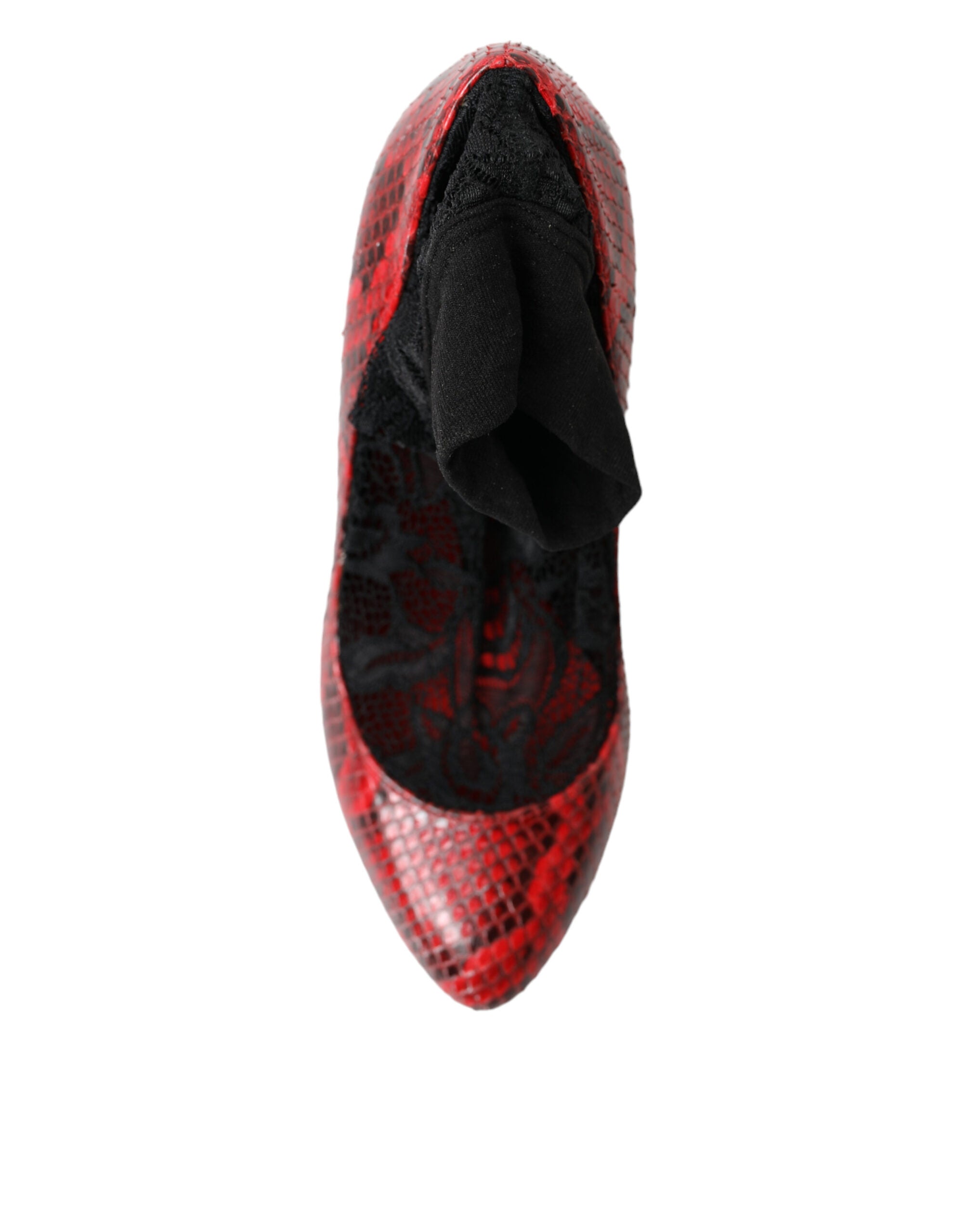 Dolce &amp; Gabbana Red Ayers Leather Lace Socks Pumps Shoes