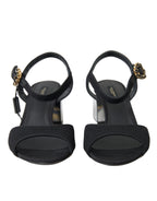 Dolce &amp; Gabbana Black Crystals Ankle Strap Sandals Shoes