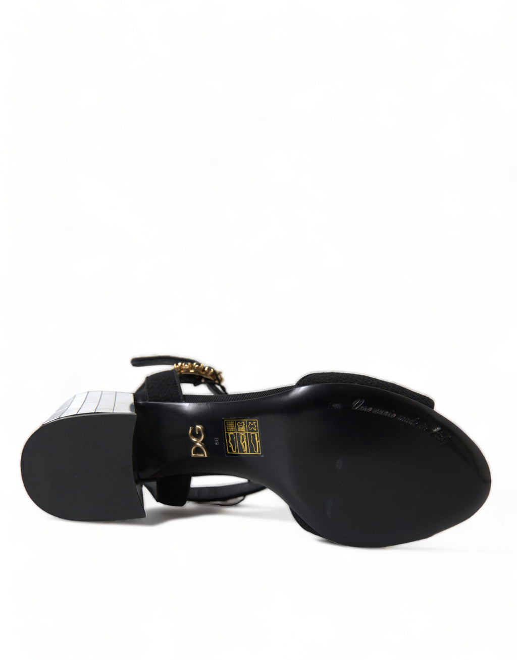 Dolce &amp; Gabbana Black Crystals Ankle Strap Sandals Shoes
