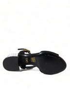 Dolce &amp; Gabbana Black Crystals Ankle Strap Sandals Shoes