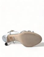 Dolce &amp; Gabbana Silver Crystal Ankle Strap Sandals Shoes