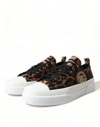 Dolce &amp; Gabbana Brown Leopard Canvas Sneakers Shoes