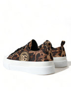 Dolce &amp; Gabbana Brown Leopard Canvas Sneakers Shoes