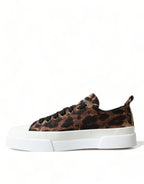 Dolce &amp; Gabbana Brown Leopard Canvas Sneakers Shoes