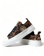 Dolce &amp; Gabbana Brown Leopard Canvas Sneakers Shoes