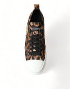 Dolce &amp; Gabbana Brown Leopard Canvas Sneakers Shoes