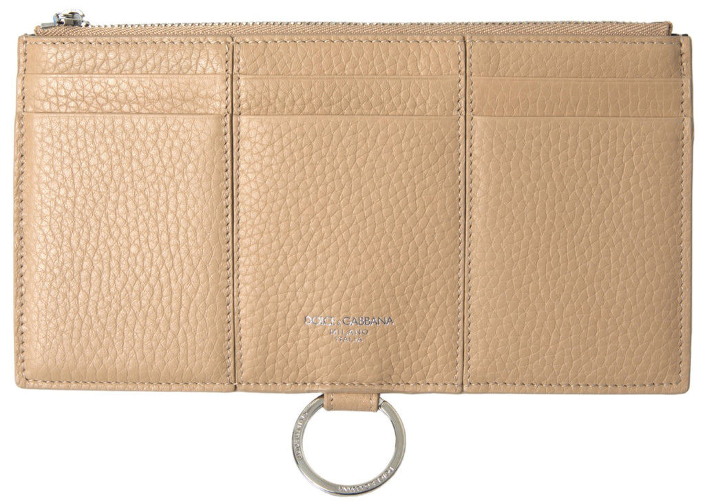 Dolce &amp; Gabbana Beige Leather Shoulder Cardholder Shoulder Strap Wallet