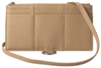 Dolce &amp; Gabbana Beige Leather Shoulder Cardholder Shoulder Strap Wallet