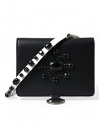 Dolce &amp; Gabbana Black Leather Crystal Embellished Card Holder Wallet