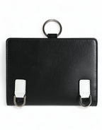 Dolce &amp; Gabbana Black Leather Crystal Embellished Card Holder Wallet