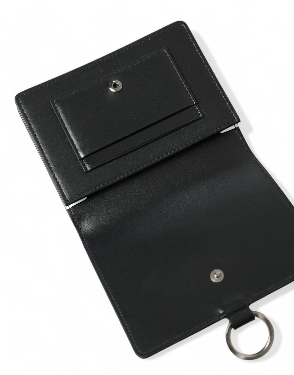 Dolce &amp; Gabbana Black Leather Crystal Embellished Card Holder Wallet