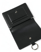 Dolce &amp; Gabbana Black Leather Crystal Embellished Card Holder Wallet