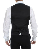 Dolce &amp; Gabbana Black Striped Stretch Dress Vest Vest