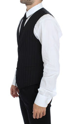 Dolce &amp; Gabbana Black Striped Stretch Dress Vest Vest