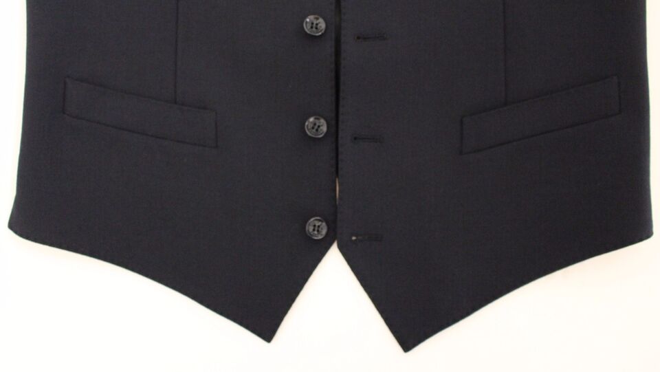 Dolce &amp; Gabbana Blue Wool Formal Dress Vest Waistcoat