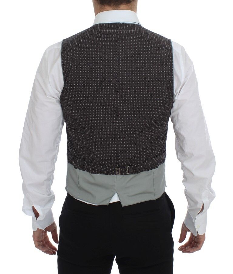 Dolce &amp; Gabbana Gray Polka Dot Dress Vest Gilet Weste
