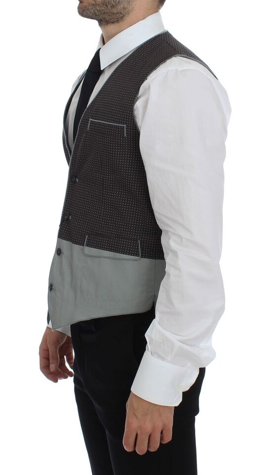 Dolce &amp; Gabbana Gray Polka Dot Dress Vest Gilet Weste