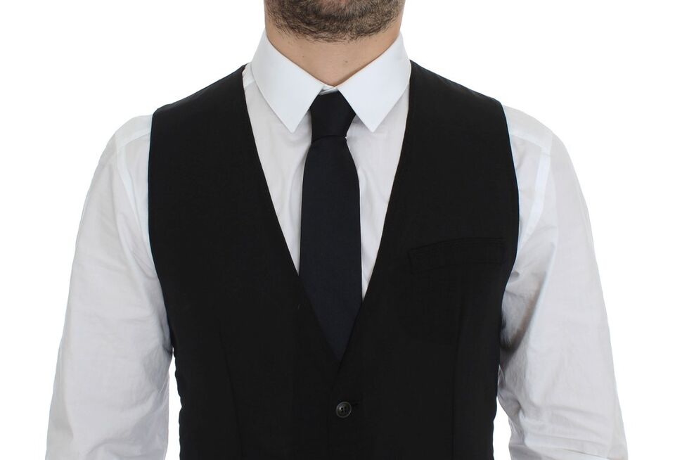 Dolce &amp; Gabbana Black Wool Formal Dress Vest Waistcoat Jacket
