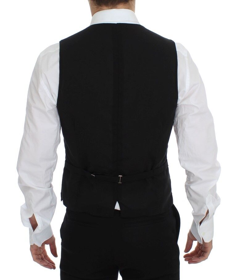 Dolce &amp; Gabbana Black Wool Formal Dress Vest Waistcoat Jacket