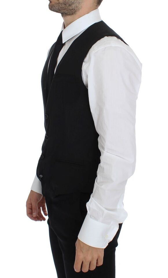 Dolce &amp; Gabbana Black Wool Formal Dress Vest Waistcoat Jacket