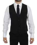 Dolce &amp; Gabbana Black Wool Formal Dress Vest Waistcoat Jacket