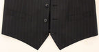 Dolce &amp; Gabbana Black Striped Wool Silk Dress Vest Waistcoat