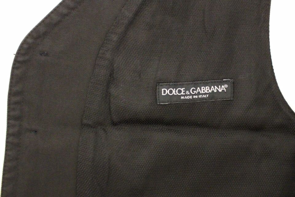 Dolce &amp; Gabbana Black Cotton Blend Dress Vest Waistcoat