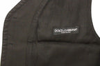 Dolce &amp; Gabbana Black Cotton Blend Dress Vest Waistcoat
