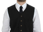 Dolce &amp; Gabbana Black Cotton Blend Dress Vest Waistcoat