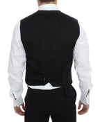 Dolce &amp; Gabbana Black Cotton Blend Dress Vest Waistcoat