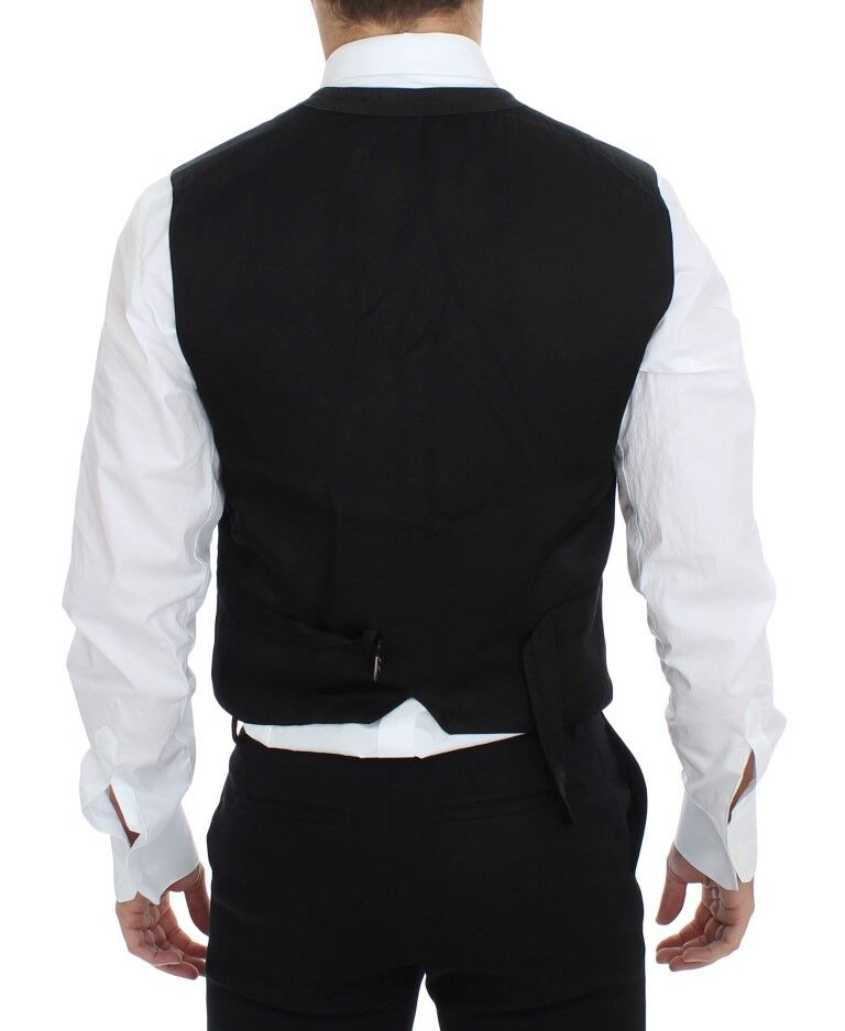Dolce &amp; Gabbana Black Cotton Blend Dress Vest Waistcoat