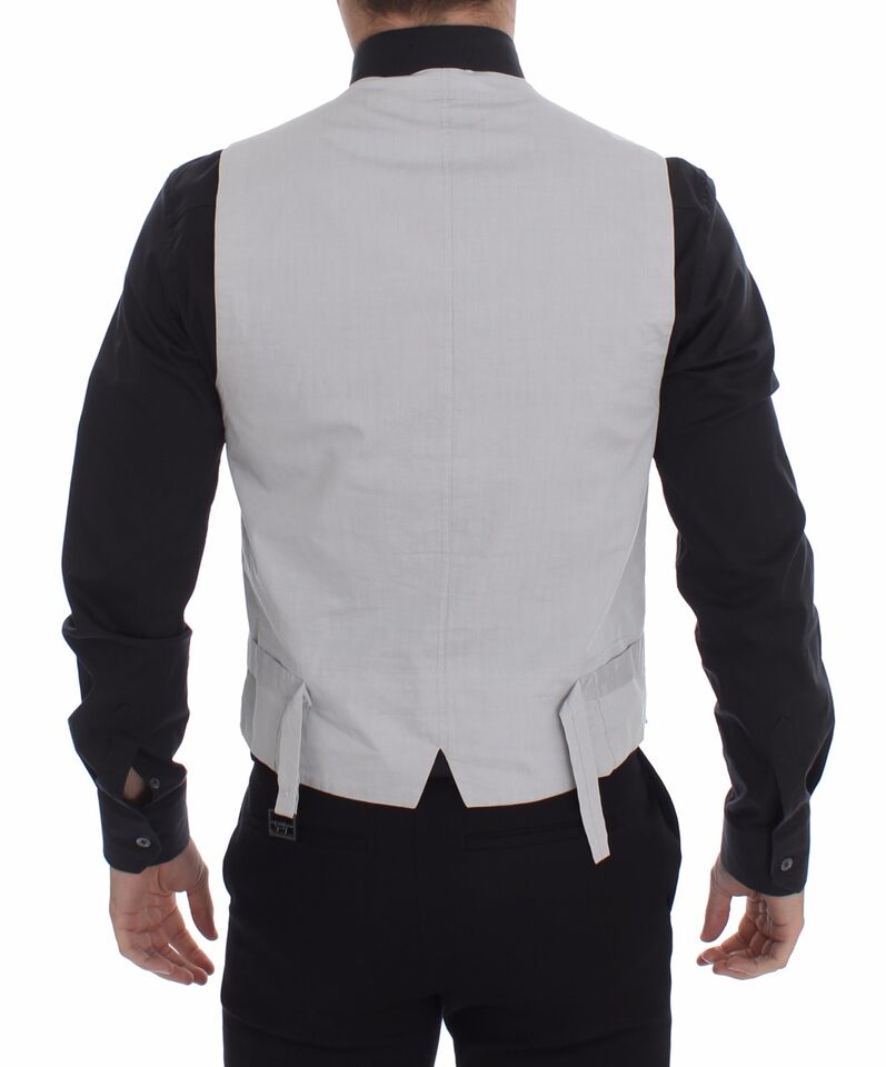 Dolce &amp; Gabbana Beige Silk Blend Dress Formal Vest Waistcoat