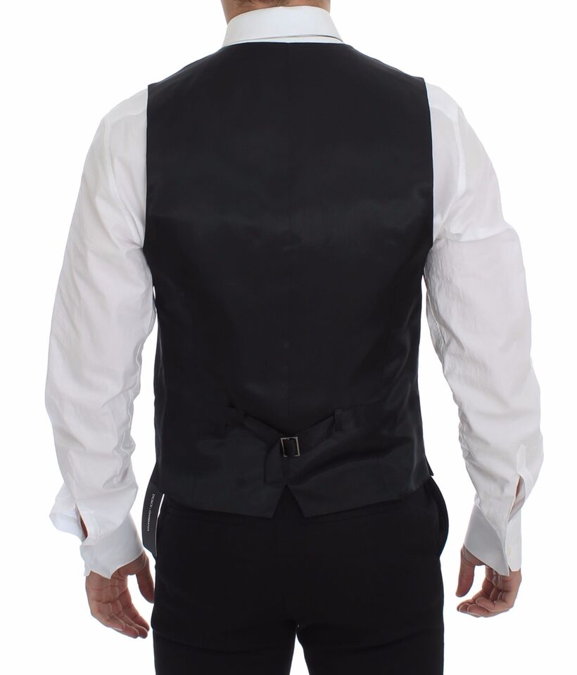 Dolce &amp; Gabbana Gray Slim Fit Button Front Dress Formal Vest