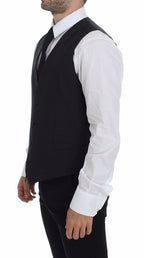 Dolce &amp; Gabbana Gray Slim Fit Button Front Dress Formal Vest