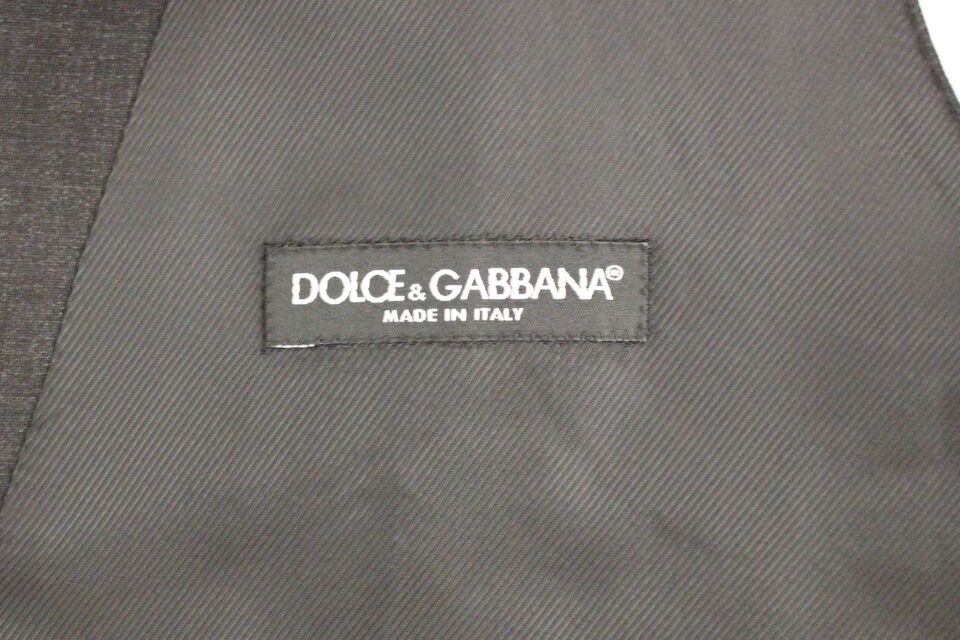 Dolce &amp; Gabbana Gray Slim Fit Button Front Dress Formal Vest