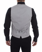 Dolce &amp; Gabbana Gray Cotton Slim Fit Button Front Dress Vest