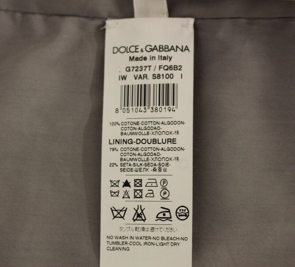 Dolce &amp; Gabbana Gray Cotton Slim Fit Button Front Dress Vest