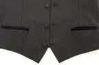 Dolce &amp; Gabbana Black Wool Silk Stretch Dress Vest Blazer