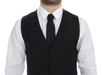 Dolce &amp; Gabbana Black Wool Silk Stretch Dress Vest Blazer