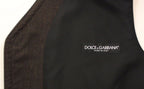 Dolce &amp; Gabbana Brown Cotton Blend Dress Vest Waistcoat