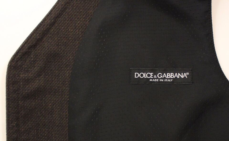 Dolce &amp; Gabbana Brown Cotton Blend Dress Vest Waistcoat
