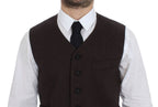 Dolce &amp; Gabbana Brown Cotton Blend Dress Vest Waistcoat